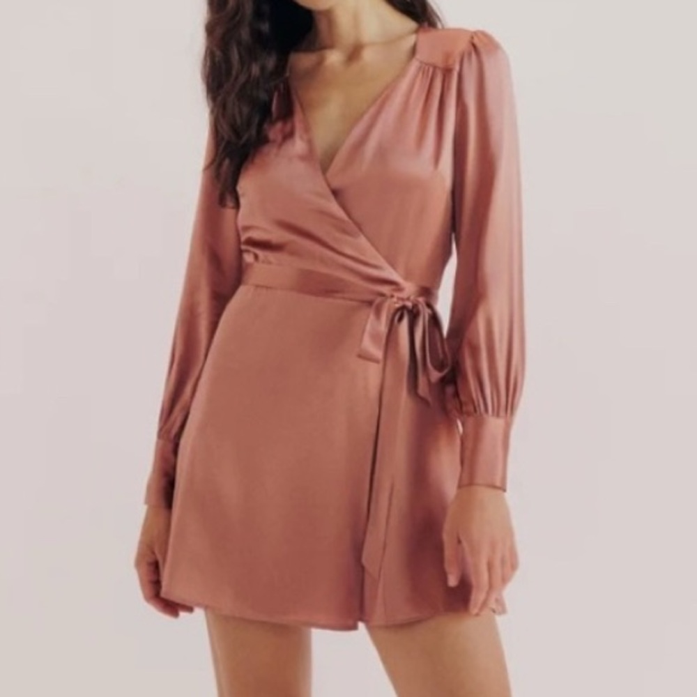 NWT Mauve Pink Silk Reformation Mini Wrap Dress